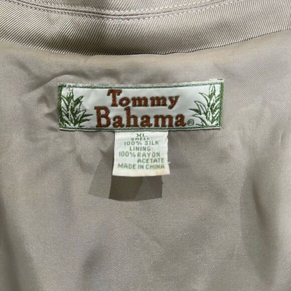 TOMMY BAHAMA 100% Silk Button Down Long Sleeve Khaki Unstructured Blazer Sport C - Picture 3 of 8